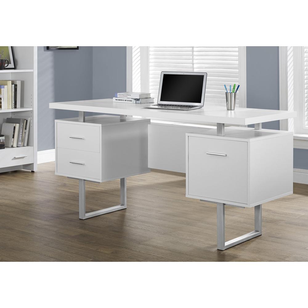 Computer Desk, Home Office, Laptop, Left, Right Set-up, Storage Drawers, 60L - Monarch