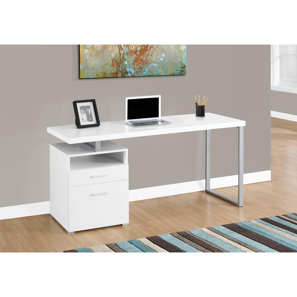Computer Desk, Home Office, Laptop, Left, Right Set-up, Storage Drawers, 60L - Monarch