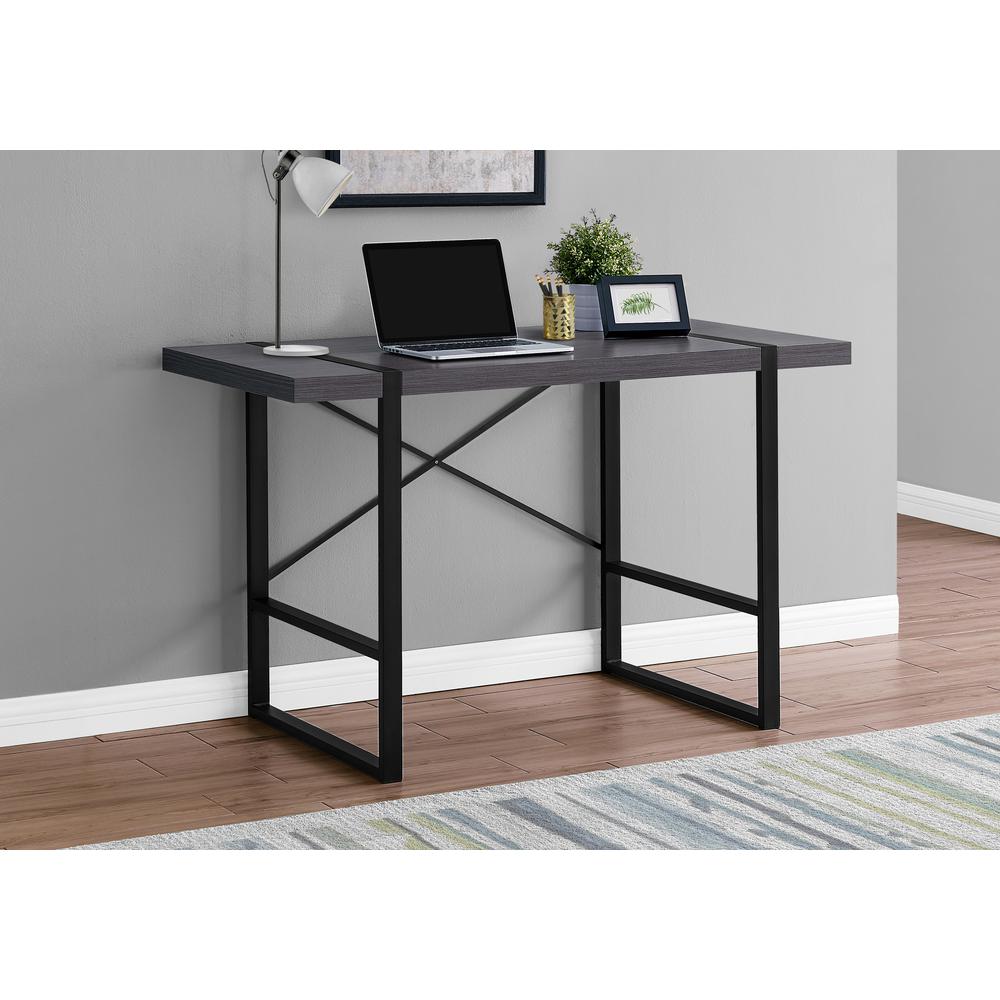 Computer Desk, Home Office, Laptop, 48L, Work, Grey Laminate, Black - Monarch