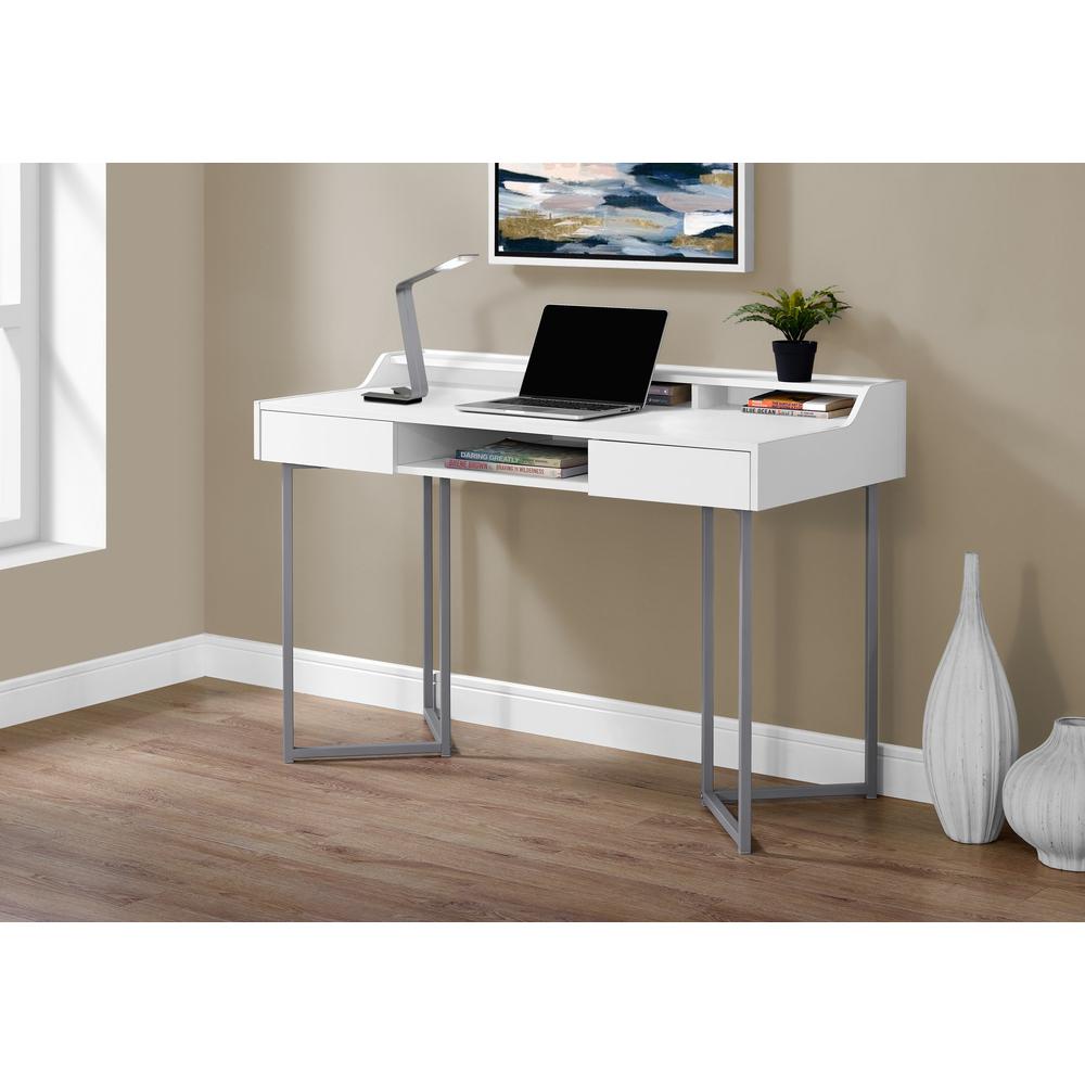 Computer Desk, Home Office, Laptop, Storage Drawers, 48L, Work, White Laminate - Monarch