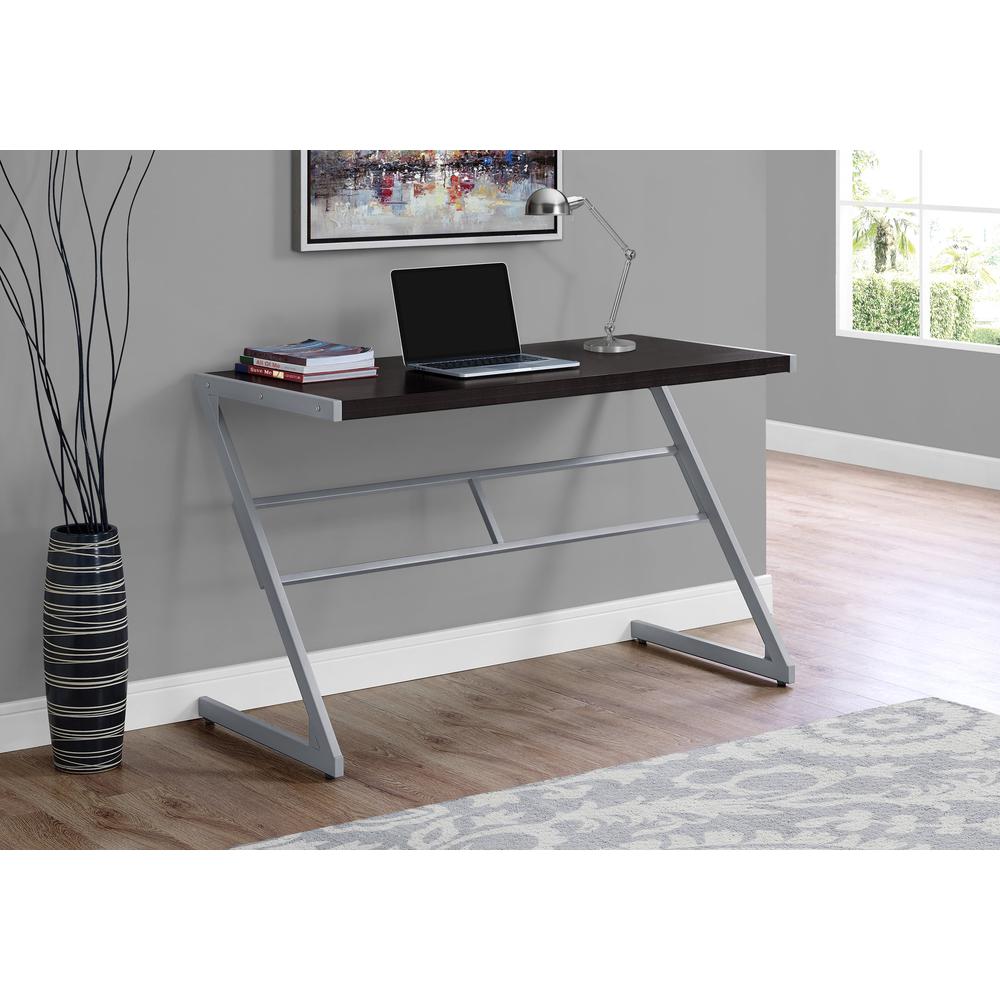 Computer Desk, Home Office, Laptop, 48L, Work, Brown Laminate, Grey - Monarch