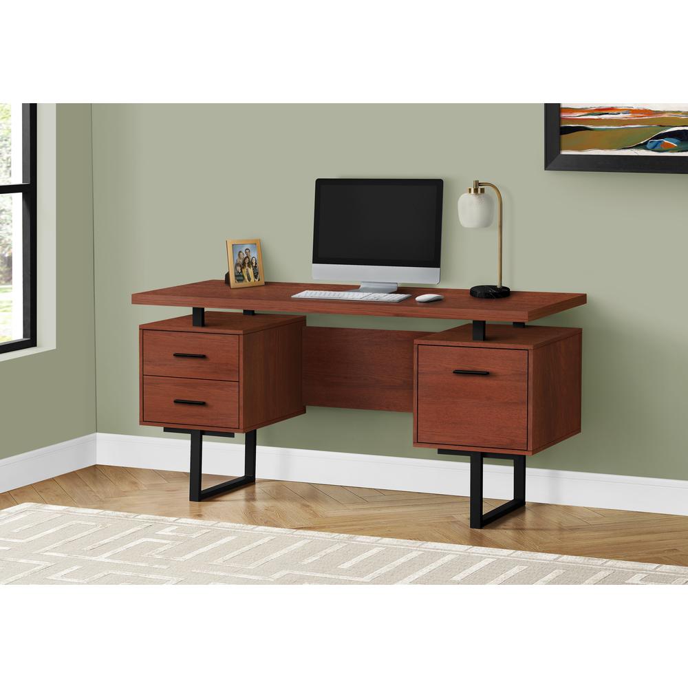 Computer Desk, Home Office, Laptop, Left, Right Set-up, Storage Drawers, 60L - Monarch