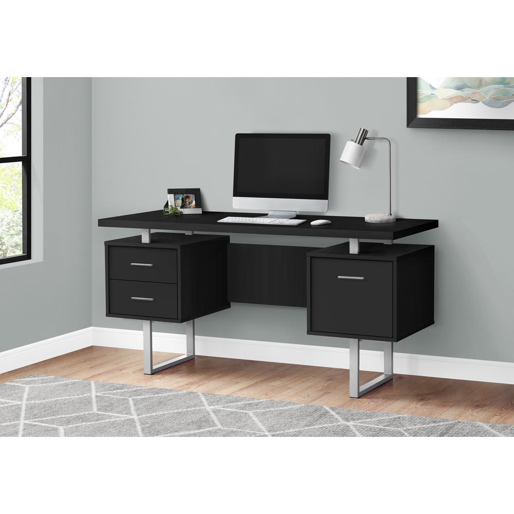 Computer Desk, Home Office, Laptop, Left, Right Set-up, Storage Drawers, 60L - Monarch