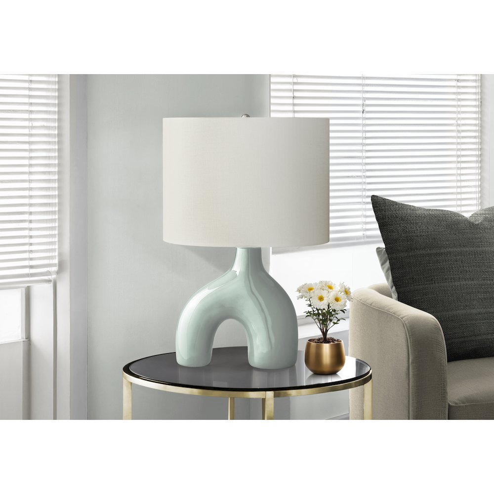 25''H, Table Lamp, Green Ceramic, Ivory / Cream Shade, Contemporary, Modern - Monarch