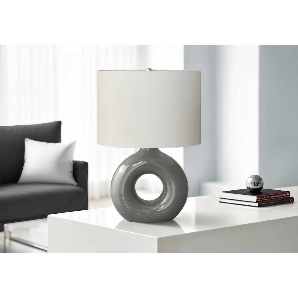 Lighting, 24''H, Table Lamp, Dark Grey Ceramic, Ivory / Cream Shade, Contemporary - Monarch