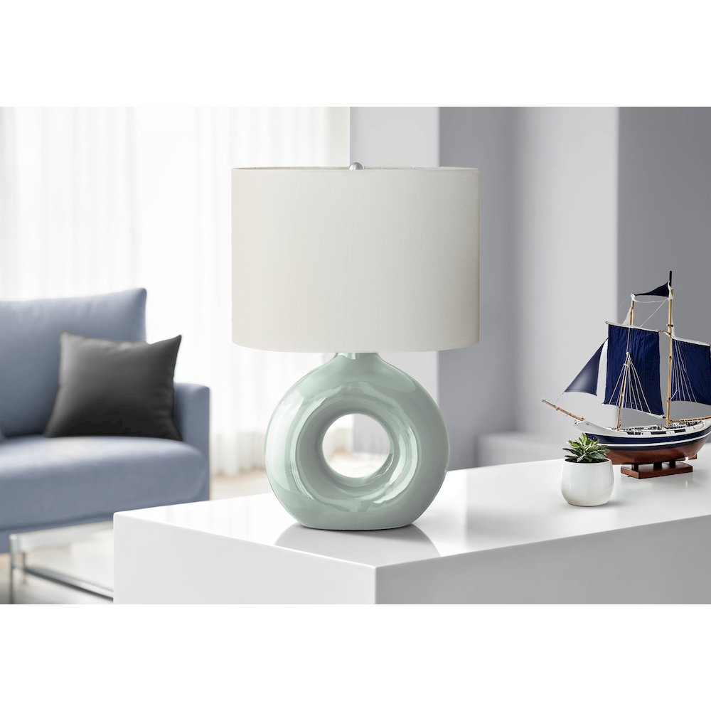 24''H, Table Lamp, Green Ceramic, Ivory / Cream Shade, Contemporary, Modern - Monarch
