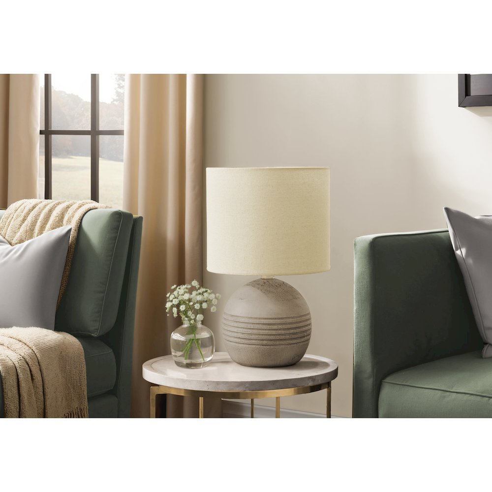 Lighting, 15''H, Table Lamp, Beige Resin, Beige Shade, Contemporary, Modern - Monarch