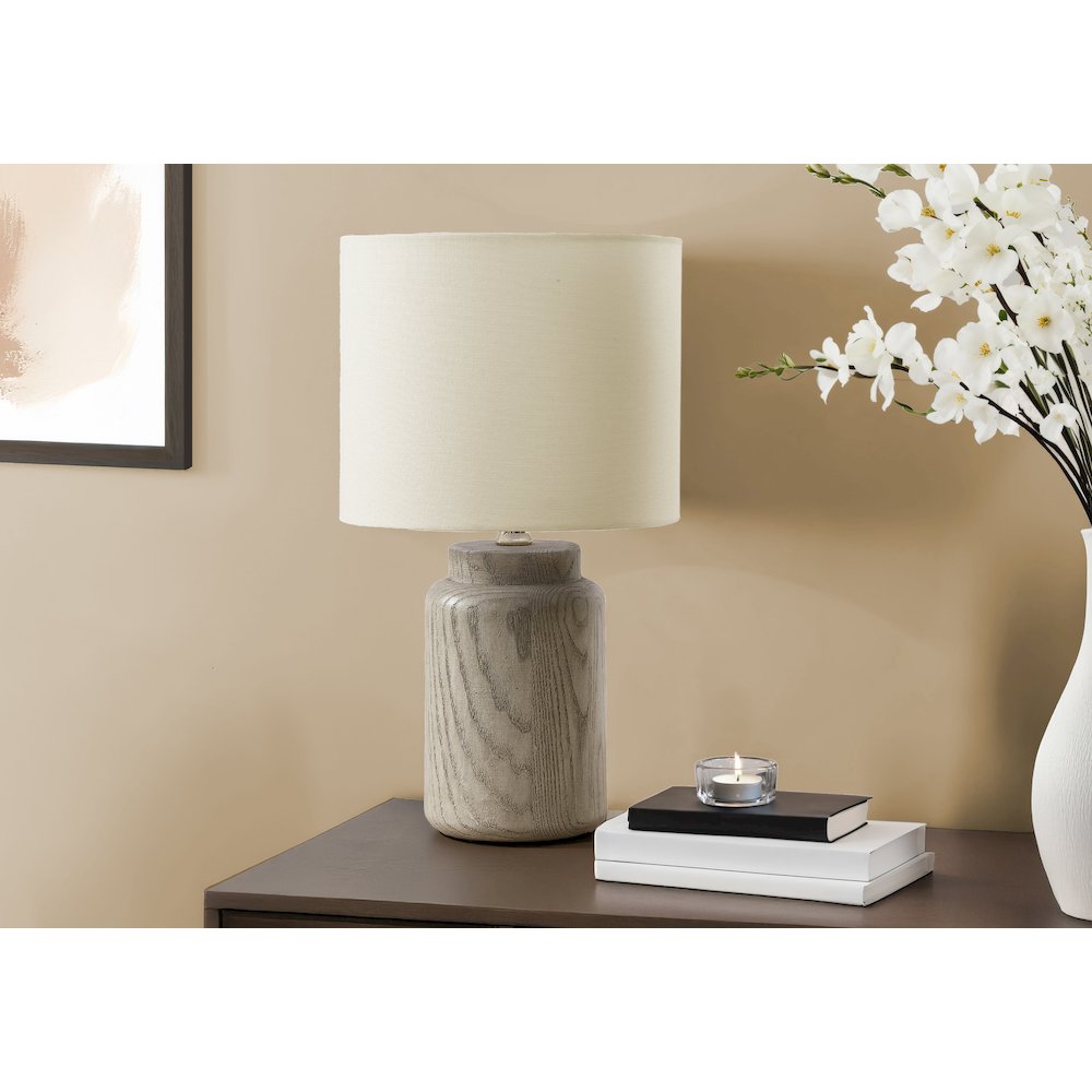 Lighting, 17''H, Table Lamp, Taupe Resin, Ivory / Cream Shade - Monarch