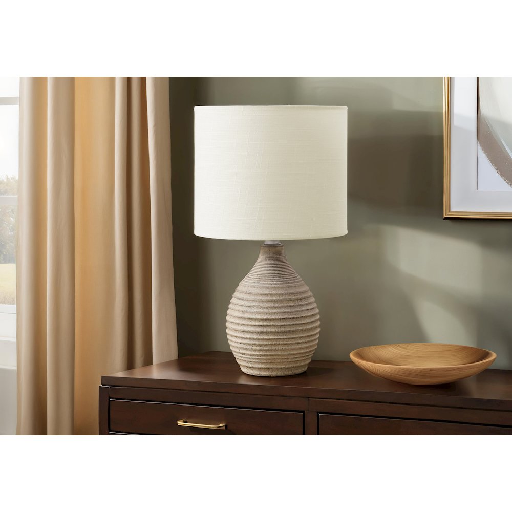 17''H, Table Lamp, Brown Resin, Ivory / Cream Shade, Contemporary, Modern - Monarch