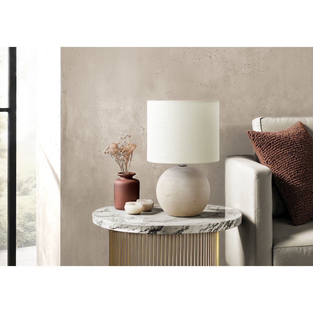 Table Lamp, 16''H, Ivory Concrete, Ivory / Cream Shade, Contemporary, Modern - Monarch