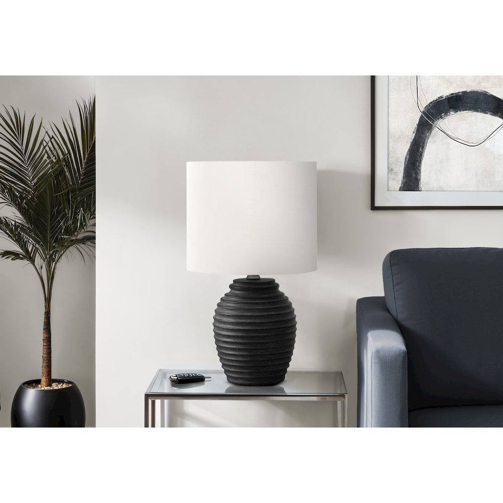Lighting, 17''H, Table Lamp, Black Resin, Ivory / Cream Shade - Monarch