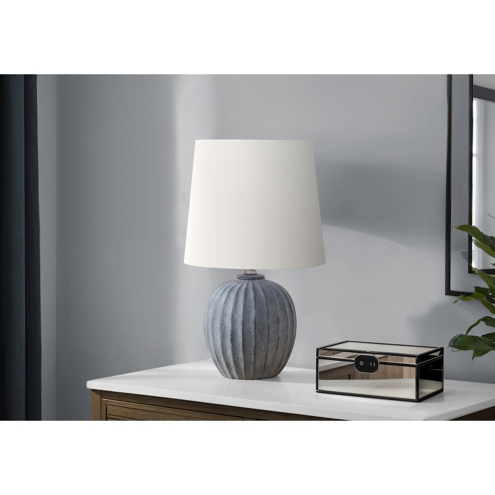 Lighting, 19''H, Table Lamp, Grey Resin, Ivory / Cream Shade, Transitional - Monarch