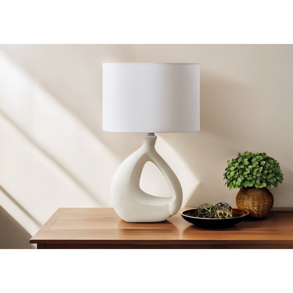 Lighting, 23''H, Table Lamp, Ivory Resin, Ivory / Cream Shade, Contemporary - Monarch