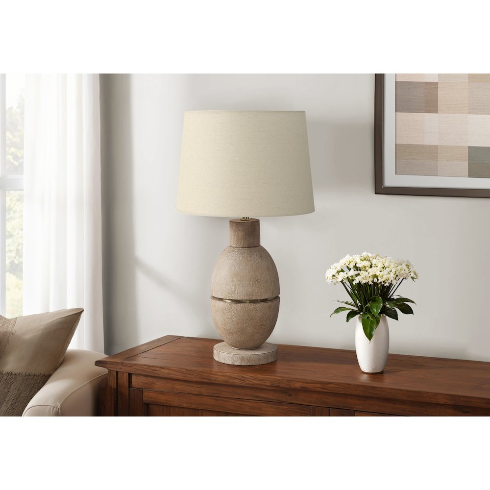 Lighting, 25''H, Table Lamp, Beige Resin, Beige Shade, Contemporary, Modern - Monarch