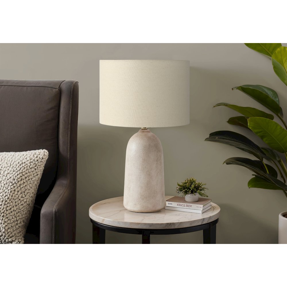 Lighting, 27''H, Table Lamp, Beige Ceramic, Beige Shade, Contemporary, Modern - Monarch