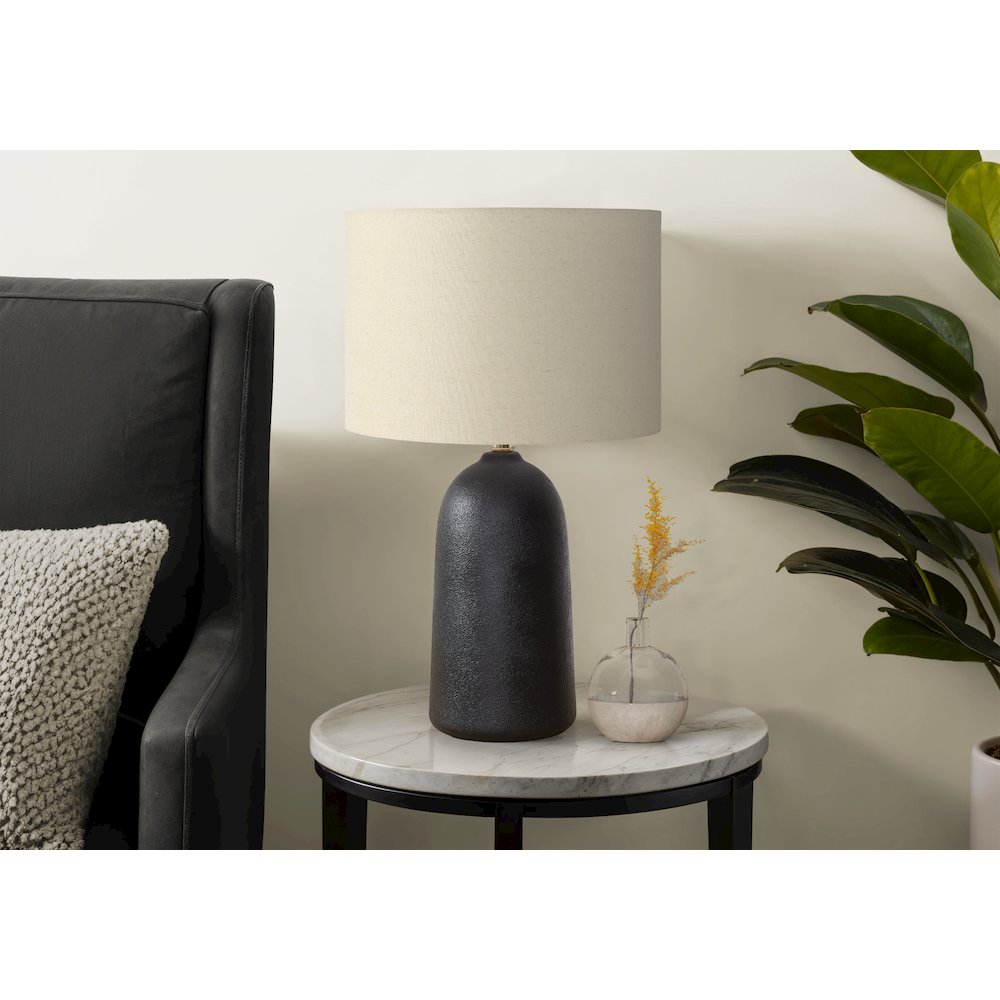 Lighting, 27''H, Table Lamp, Black Ceramic, Beige Shade, Contemporary, Modern - Monarch