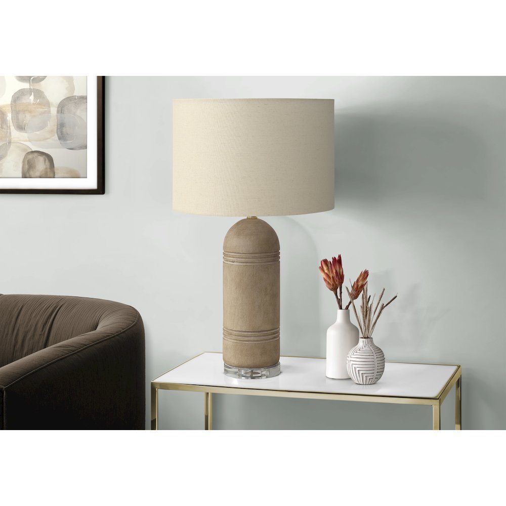 Lighting, 28''H, Table Lamp, Brown Resin, Beige Shade, Contemporary, Modern - Monarch