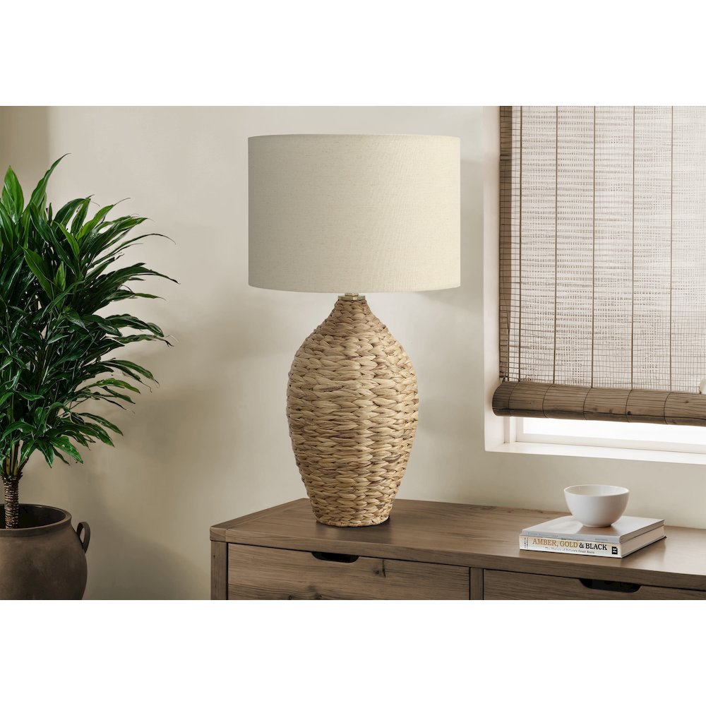 Lighting, 30''H, Natural Rattan, Beige Shade, Transitional - Monarch