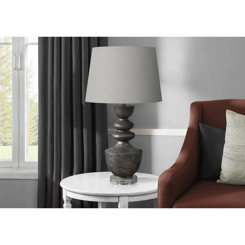 Lighting, 28''H, Table Lamp, Grey Resin, Grey Shade, Transitional - Monarch