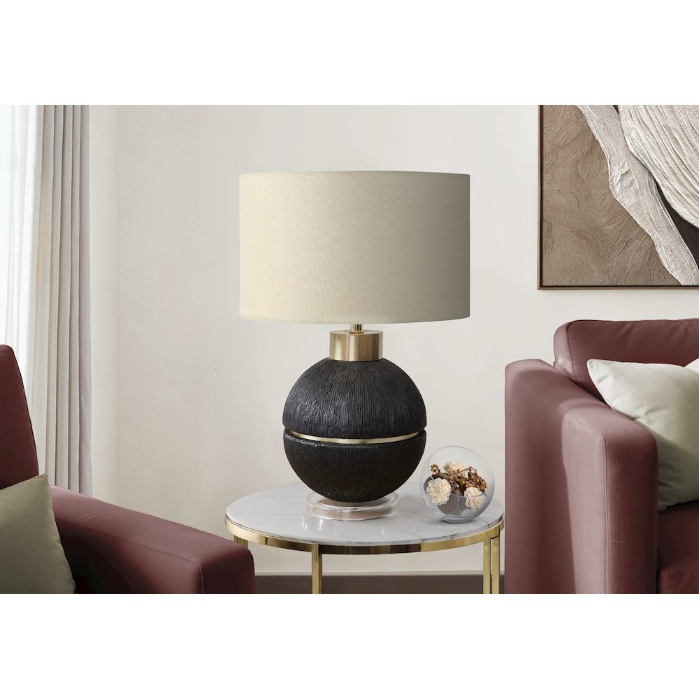 26''H, Table Lamp, Black / Gold Resin, Beige Shade, Contemporary, Modern - Monarch