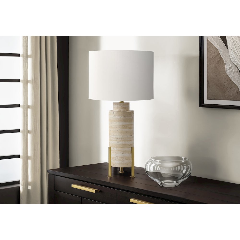 Lighting, 30H, Table Lamp, Beige Resin, Ivory / Cream Shade, Transitional - Monarch