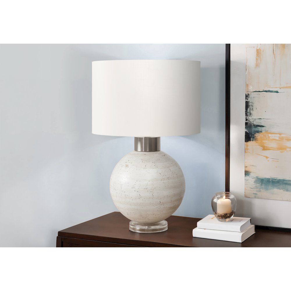 Lighting, Table Lamp, 27''H, Beige Resin, Ivory / Cream Shade, Contemporary - Monarch