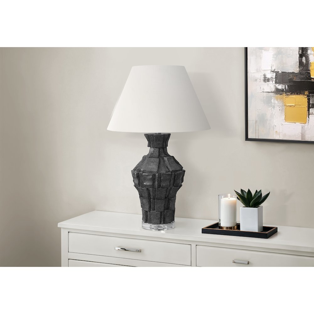 28''H, Table Lamp, Black Resin, Ivory / Cream Shade, Contemporary, Modern - Monarch