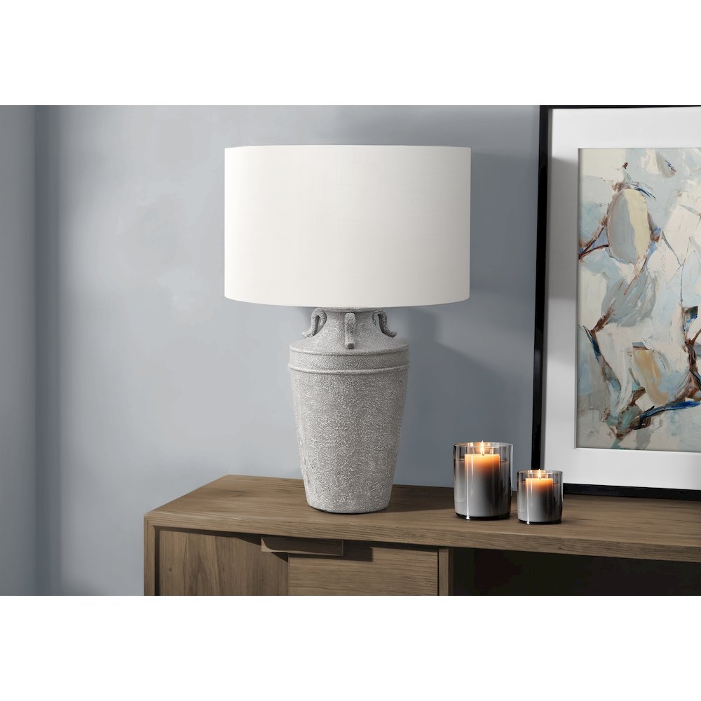Lighting, 28''H, Table Lamp, Grey Ceramic, Ivory / Cream Shade, Transitional - Monarch