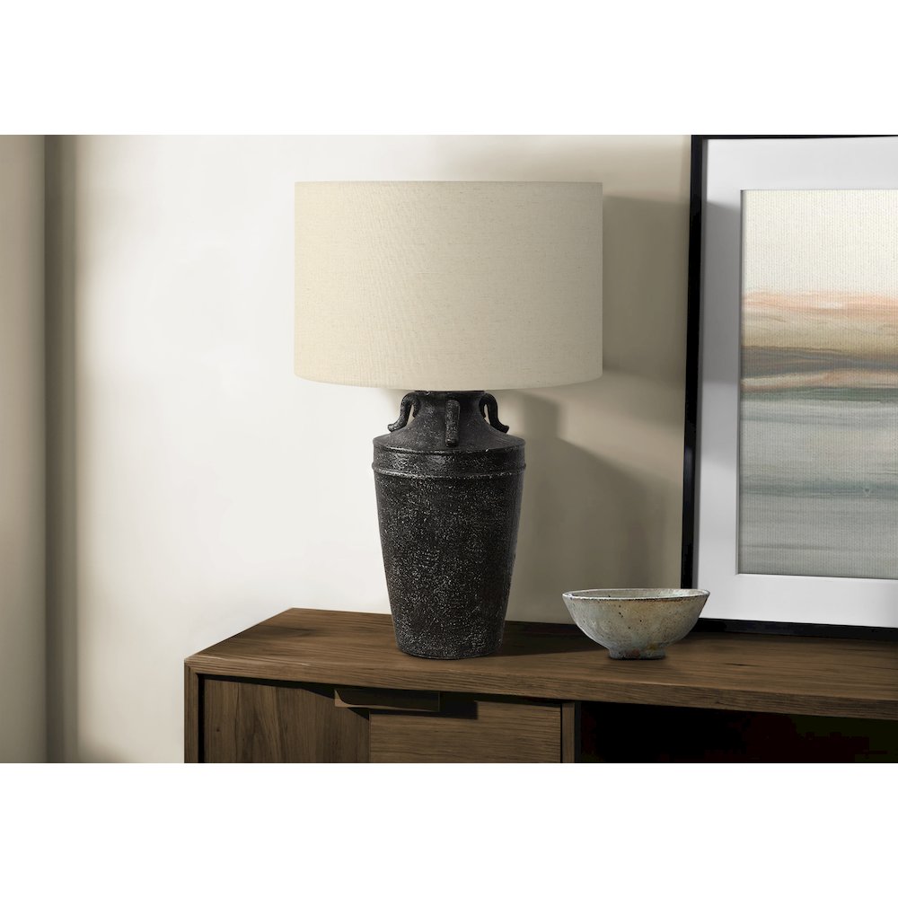 Lighting, 28''H, Table Lamp, Black Ceramic, Beige Shade, Transitional - Monarch