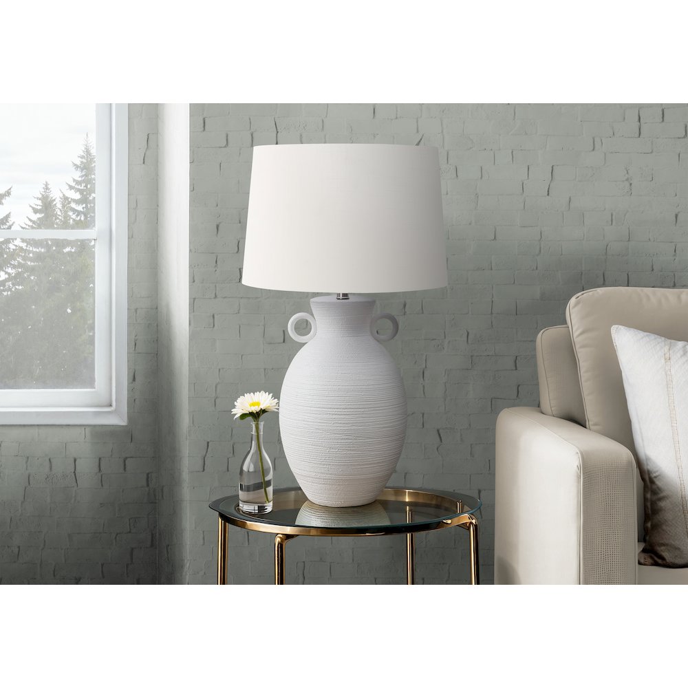 Lighting, 30''H, Table Lamp, White Ceramic, Ivory / Cream Shade, Transitional - Monarch