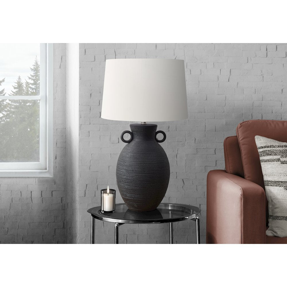Lighting, 30''H, Table Lamp, Black Ceramic, Ivory / Cream Shade, Transitional - Monarch