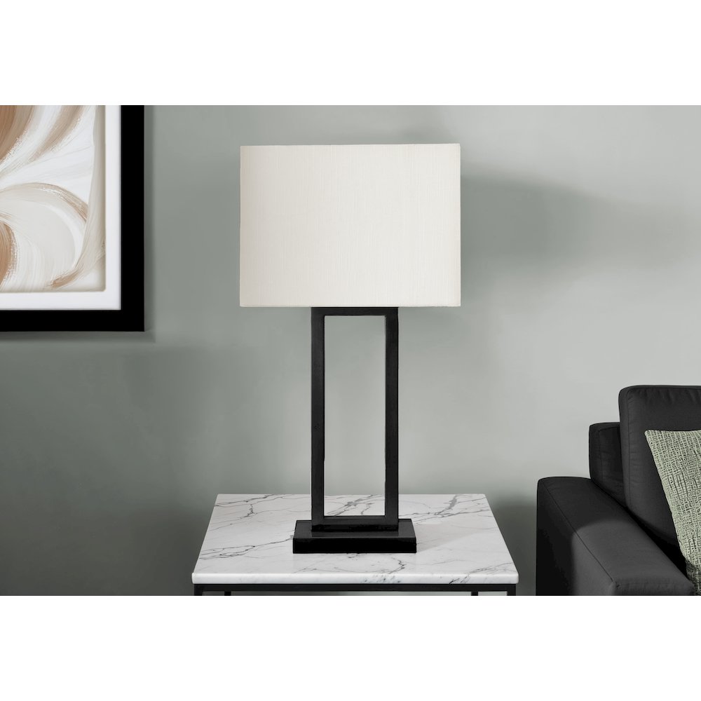 Lighting, Table Lamp, Usb Port Included, 28''H, Black Metal, Ivory / Cream Shade - Monarch