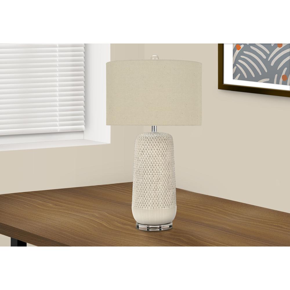 Lighting, 31''H, Table Lamp, Cream Ceramic, Beige Shade, Contemporary - Monarch