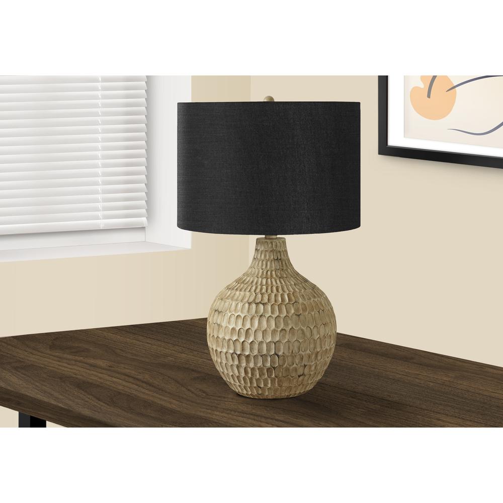 Lighting, 25''H, Table Lamp, Black Shade, Brown Resin, Contemporary - Monarch
