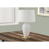 =''Lighting, 26''''H, Table Lamp, White Ceramic, Ivory / Cream Shade, Transitional - Monarch