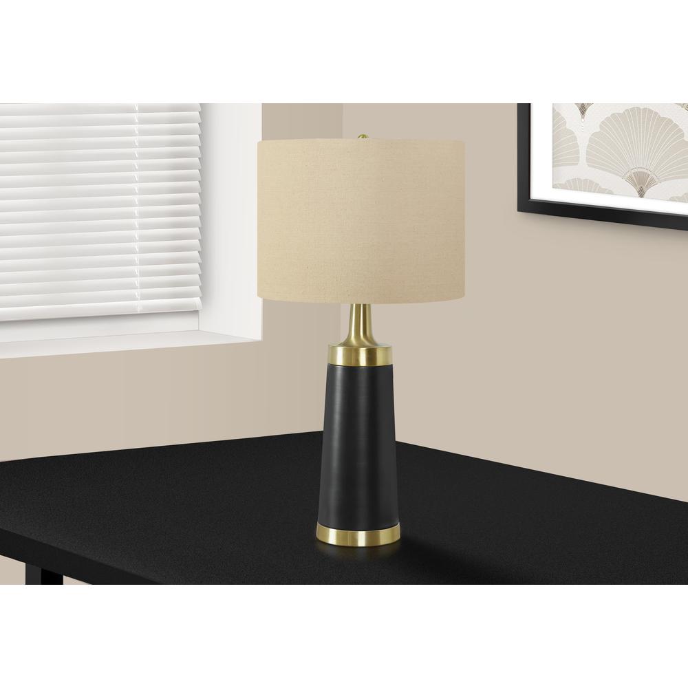 Lighting, 28''H, Table Lamp, Black Metal, Beige Shade, Contemporary - Monarch