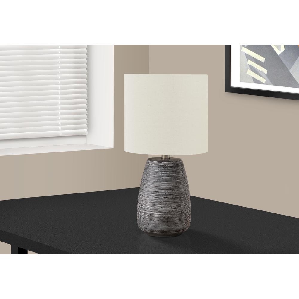 Lighting, 19''H, Table Lamp, Grey Ceramic, Ivory / Cream Shade, Contemporary - Monarch
