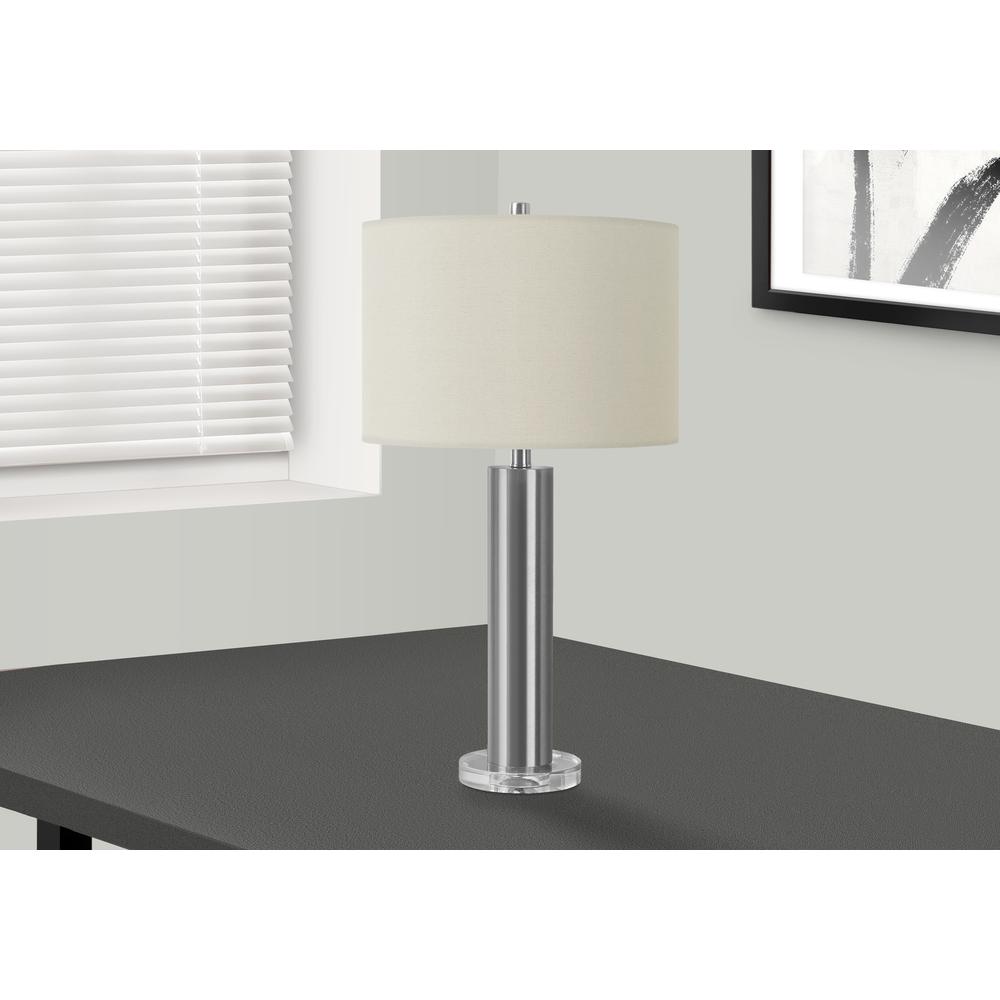 Lighting, 28''H, Table Lamp, Nickel Metal, Ivory / Cream Shade, Contemporary - Monarch