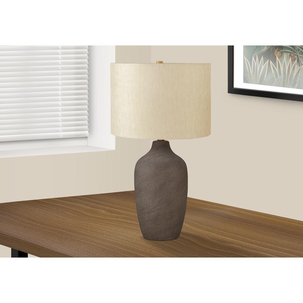 Lighting, 27''H, Table Lamp, Grey Ceramic, Beige Shade, Contemporary - Monarch