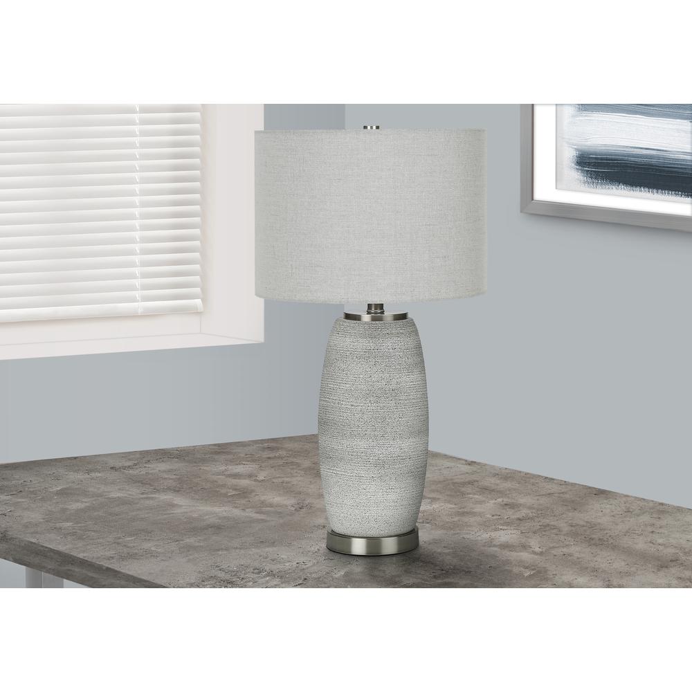 Lighting, 25''H, Table Lamp, Grey Ceramic, Grey Shade, Modern - Monarch
