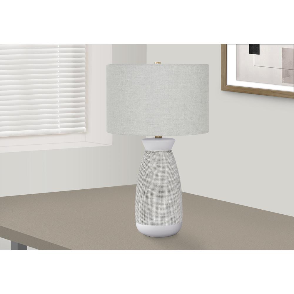 Lighting, 27''H, Table Lamp, Grey Ceramic, Grey Shade, Contemporary - Monarch