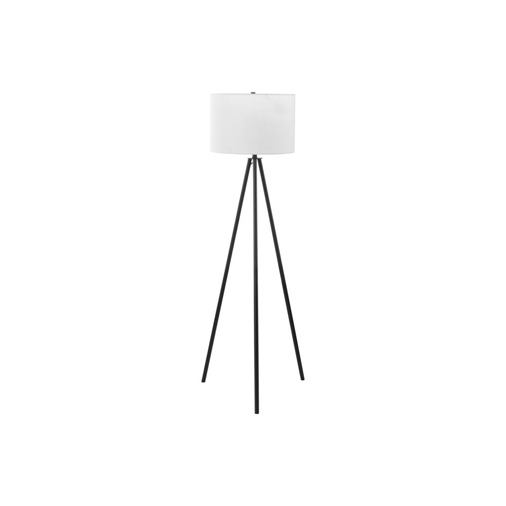 Lighting, 63''H, Floor Lamp, Black Metal, Ivory / Cream Shade, Contemporary - Monarch