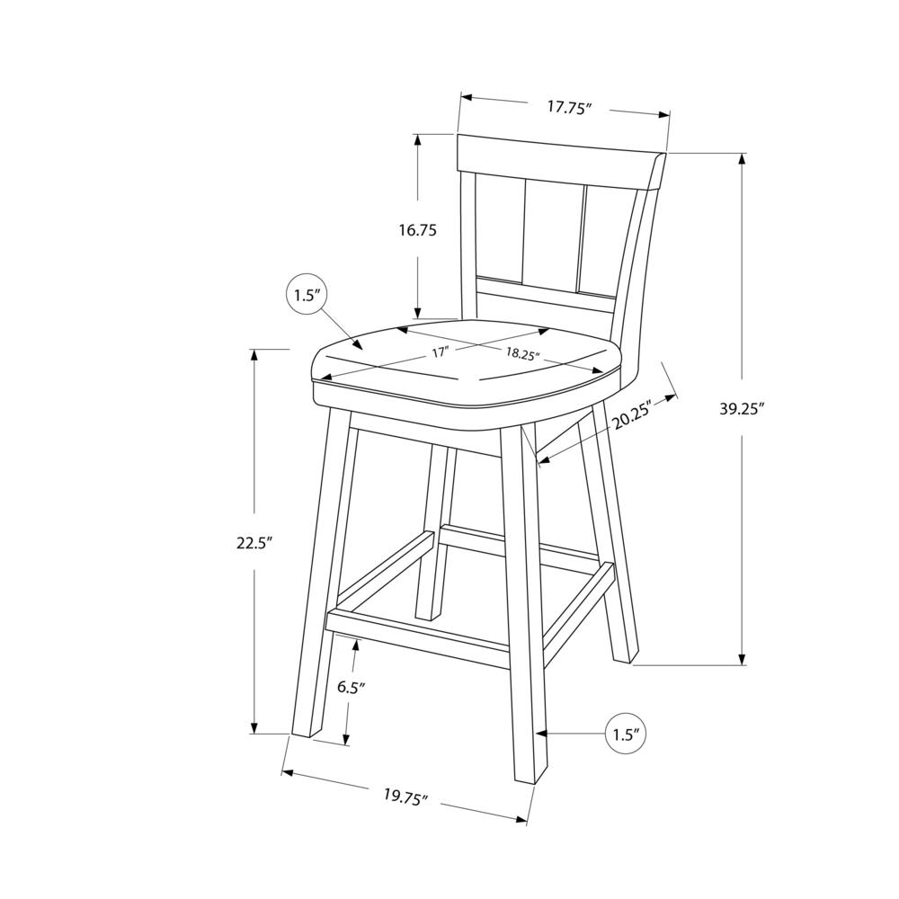 Bar Stool, Set Of 2, Swivel, Counter Height, Kitchen - Monarch