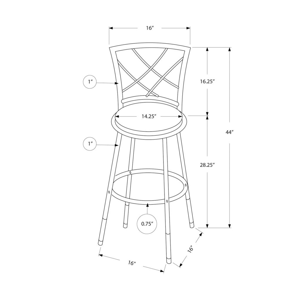Bar Stool, Set Of 2, Swivel, Bar Height, Black - Monarch