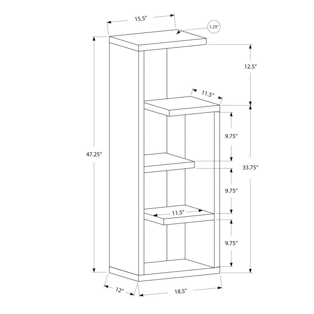 Bookshelf, Bookcase, Etagere, 4 Tier, 48H, Office, Bedroom, Brown Laminate - Monarch