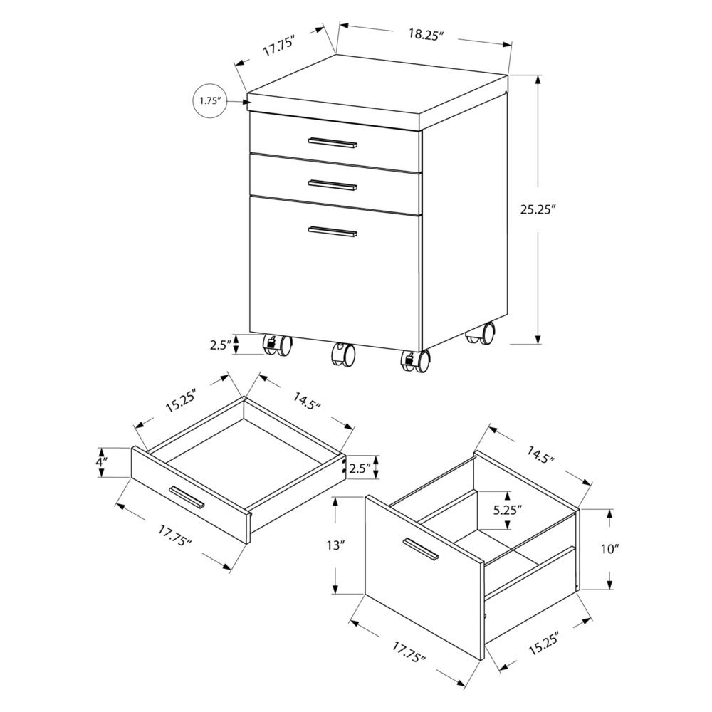 File Cabinet, Rolling Mobile, Storage Drawers, Printer Stand, Office, Work - Monarch