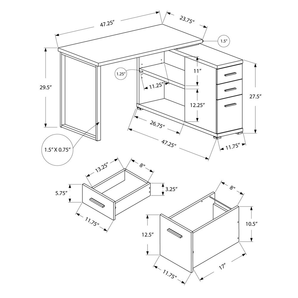 Computer Desk, Home Office, Corner, Left, Right Set-up, Storage Drawers - Monarch
