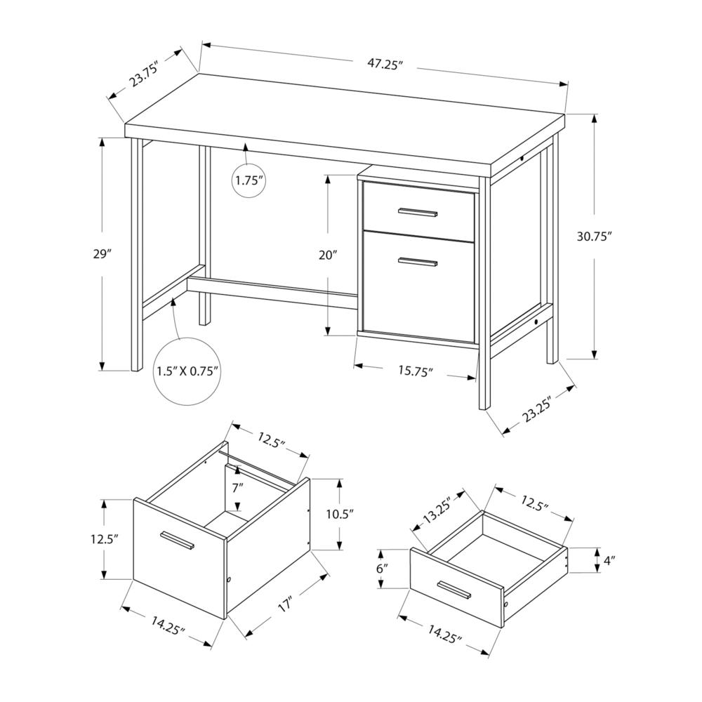 Computer Desk, Home Office, Laptop, Left, Right Set-up, Storage Drawers, 48L - Monarch