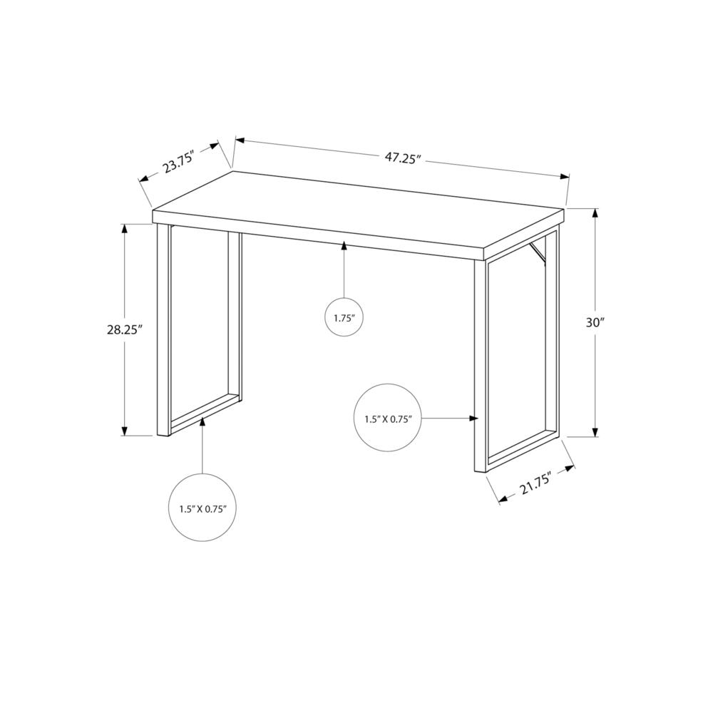 Computer Desk, Home Office, Laptop, 48L, Work, White Laminate, Grey - Monarch