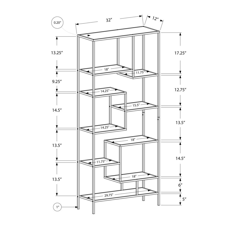 Bookshelf, Bookcase, Etagere, 72H, Office, Bedroom, Clear Tempered Glass - Monarch